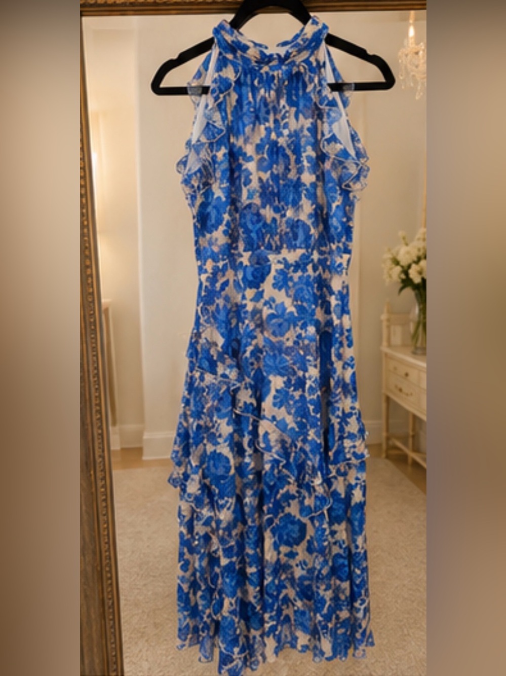Alex Marie Blue Floral Ruffle Dress for Kids